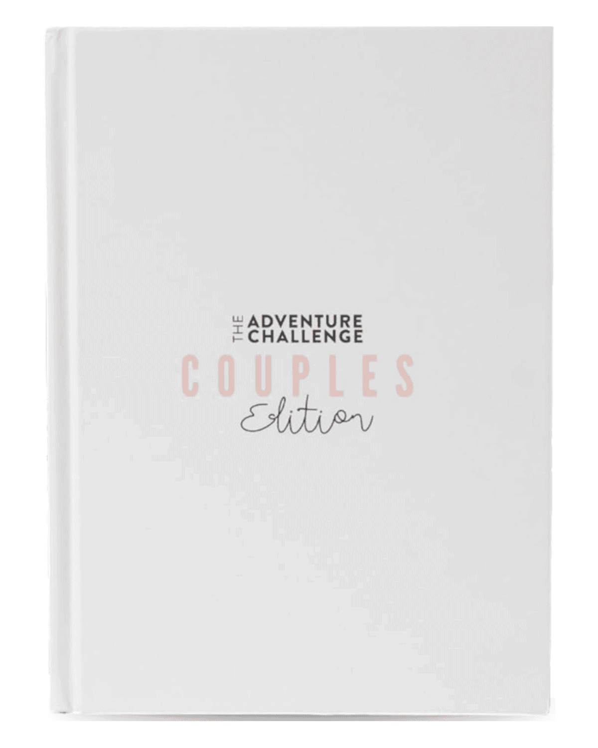 A white book with the title "The Adventure Challenge: Couples Edition" in bold and script fonts graces the minimalistic cover. Perfect as a Valentine's for Her, it invites shared moments and new experiences, with its design centered around connection and discovery.