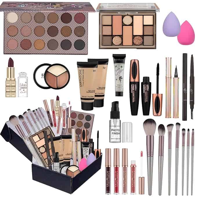 Discover our comprehensive makeup kit, complete with eyeshadow palettes, foundation tubes, and more in gorgeous neutral and pink shades. Perfect for crafting diverse beauty looks, especially during our exciting Thursday Deals!