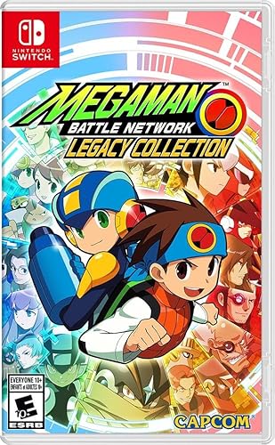 Cover of "Mega Man Battle Network Legacy Collection" for Nintendo Switch, featuring vibrant characters in dynamic action poses. The Capcom logo graces the bottom right, with an Everyone 10+ ESRB rating. Look out for exciting Friday Deals to snag this colorful adventure!