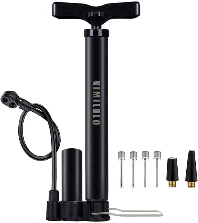 Discover unbeatable Monday Deals with the VIMILOLO black hand pump. It comes complete with a detachable hose and an assortment of nozzles, including four silver needle nozzles, two black nozzles, and one brass nozzle—perfectly showcased against a white background.