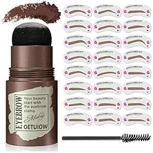 Discover our eyebrow stamp kit, featuring a stamp applicator, 24 shaping stencils, and a brush for effortless brow perfection. Brown powder adorns the lid. Don't miss out on exclusive Wednesday Deals for even more beauty savings!.