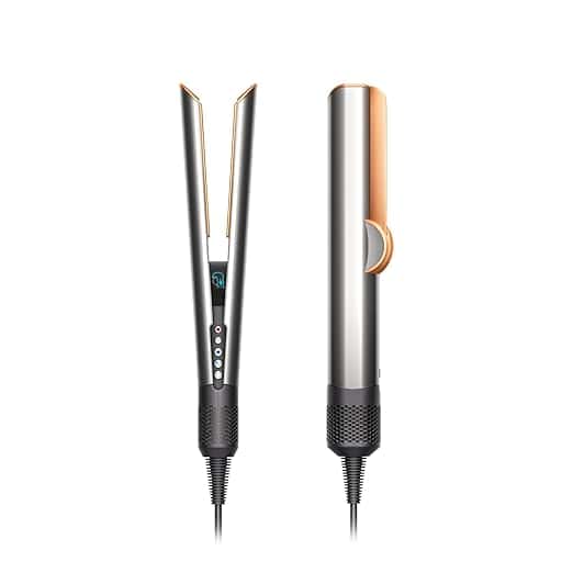 Two styling tools are showcased: a flat iron with a digital display and a curling iron, both sporting sleek metallic finishes with black accents. Perfect for your hair routine, enjoy the added bonus of exclusive Monday Deals on these must-have beauty essentials.