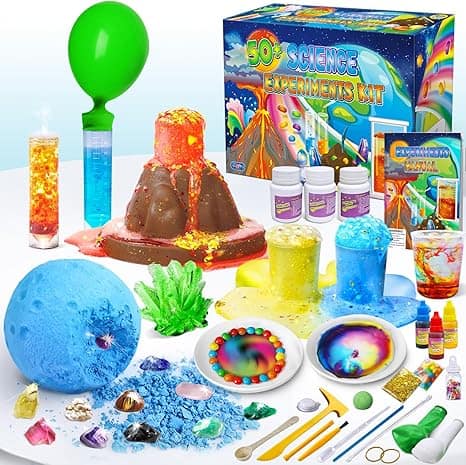 Discover the "50+ Science Experiments Kit" – a vibrant bundle of discovery featuring a volcano model, test tubes, colorful powders, and more. Perfect for sparking curiosity! Don't miss out on Tuesday Deals to score this educational adventure at an unbeatable price.